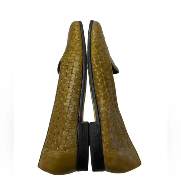 Trotters Vintage Woven Leather Loafers Women's 12N Olive Brown - Picture 3 of 10